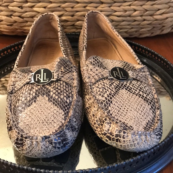 snakeskin driving shoes